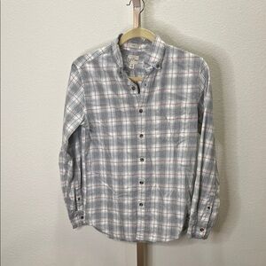 J Crew long sleeve button down shirt brushed twill grey white red Small